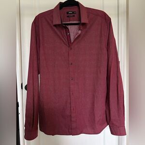Celio Men’s Pure Cotton Long Sleeve Red Button Down Shirt